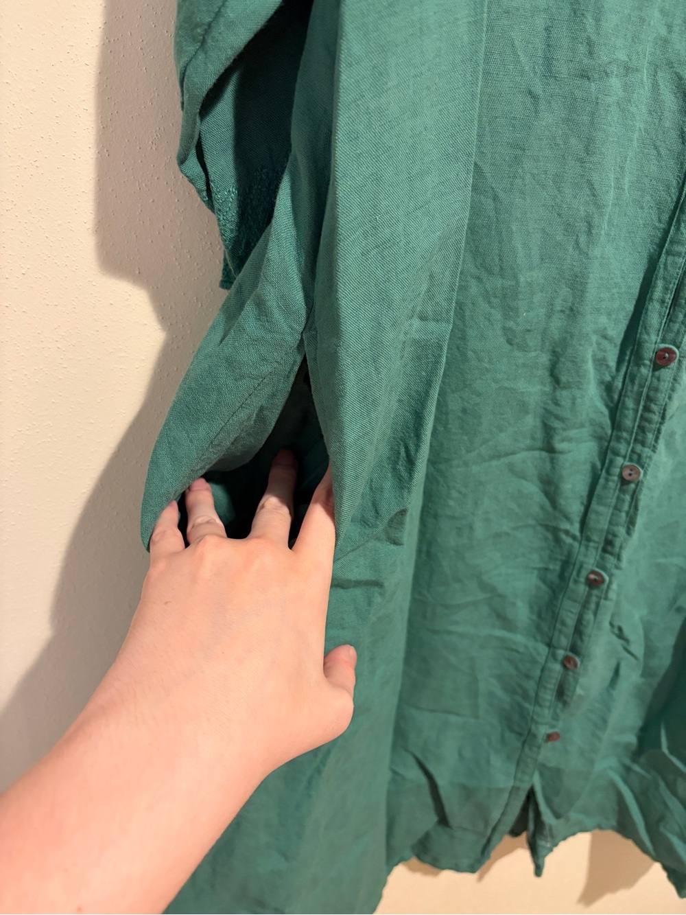 Gudrun Sjoden Teal Embroidered Button Down Dress Cotton Linen Lagenlook Medium - Picture 9 of 15